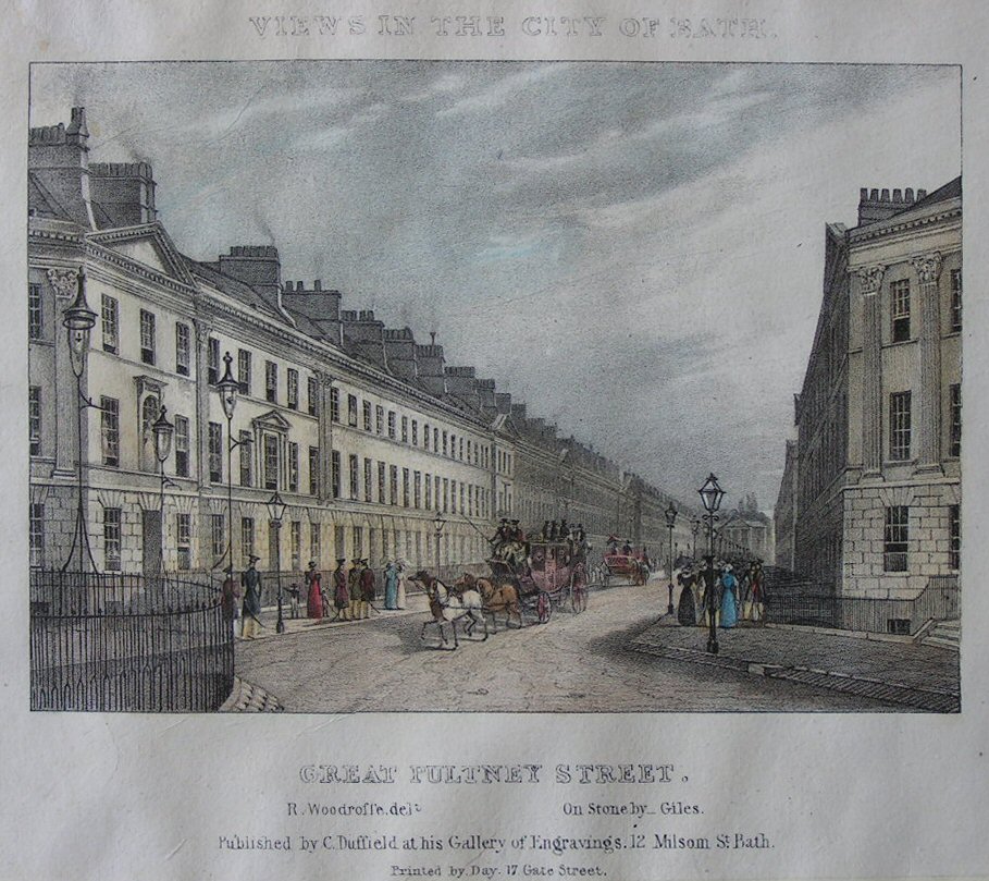 Lithograph - Views in the City of Bath. Great Pulteney Street - 